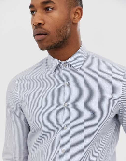 Calvin Klein easy iron slim fit shirt navy stripe