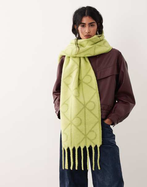 Calvin Klein - Écharpe effet brossé à imprimé emblème - Citron vert - view 1