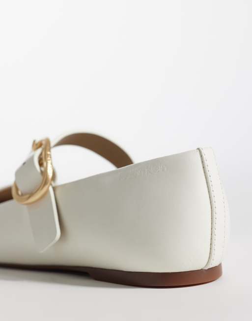 Calvin Klein – Eckige Ballerinas in Wollweiß, 4 von 4