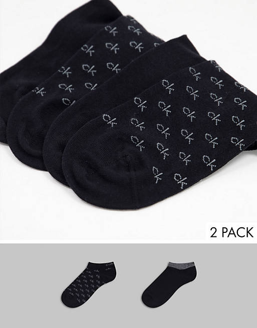 Calvin Klein Eduardo 2 pack monogram socks in black