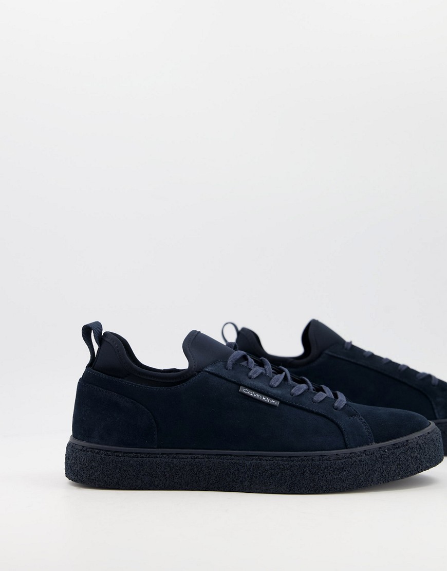Calvin Klein Edwyn lace up sneakers in navy leather