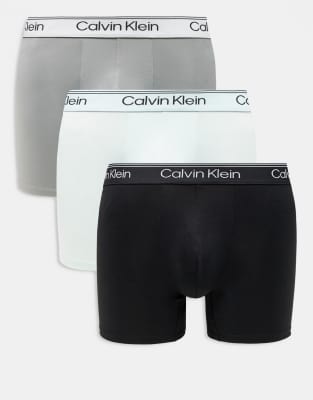 Elastische Mikrofaser-Boxershorts in Schwarz/Grau/Aqua, 3er-Pack-Bunt Bunt 46