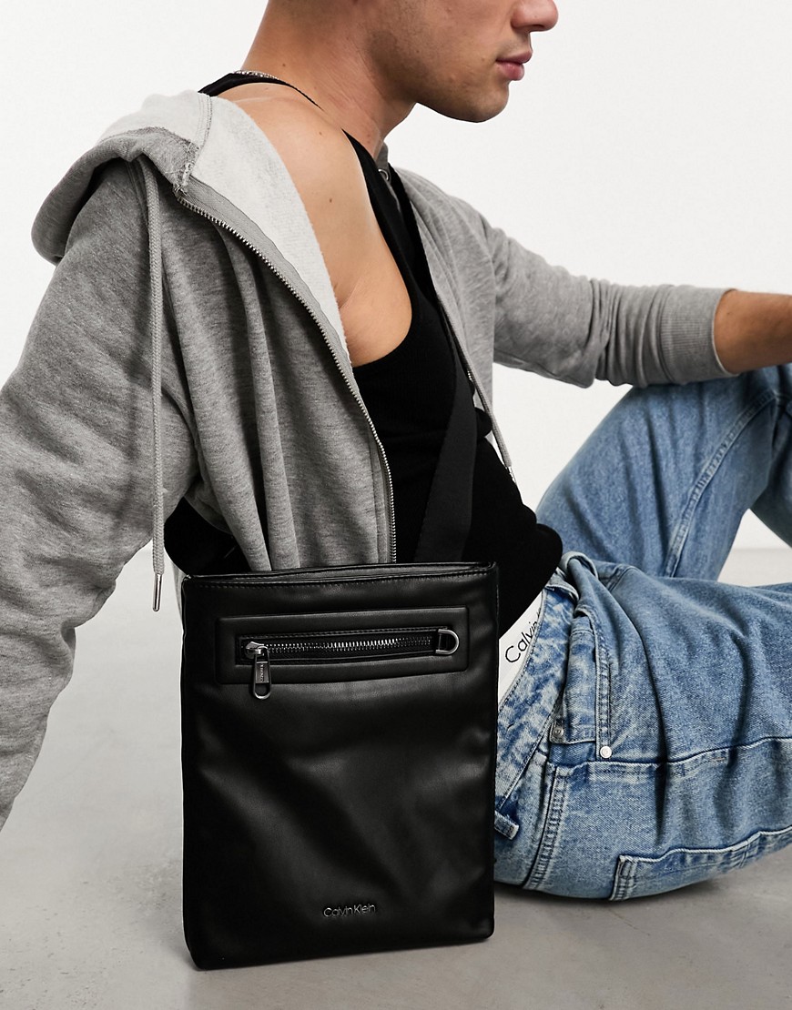 Calvin Klein elevated flatback crossbody bag in black