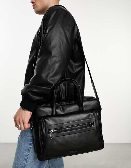 Calvin klein store leather laptop bag