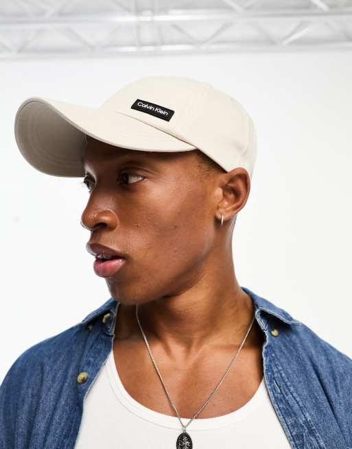 Calvin Klein elevated patch cap in ecru | ASOS