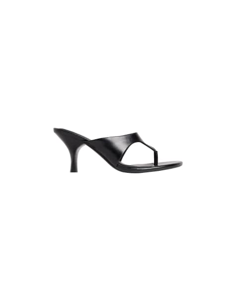Calvin Klein Elisa - leather kitten heel sandals in triple black - view 1