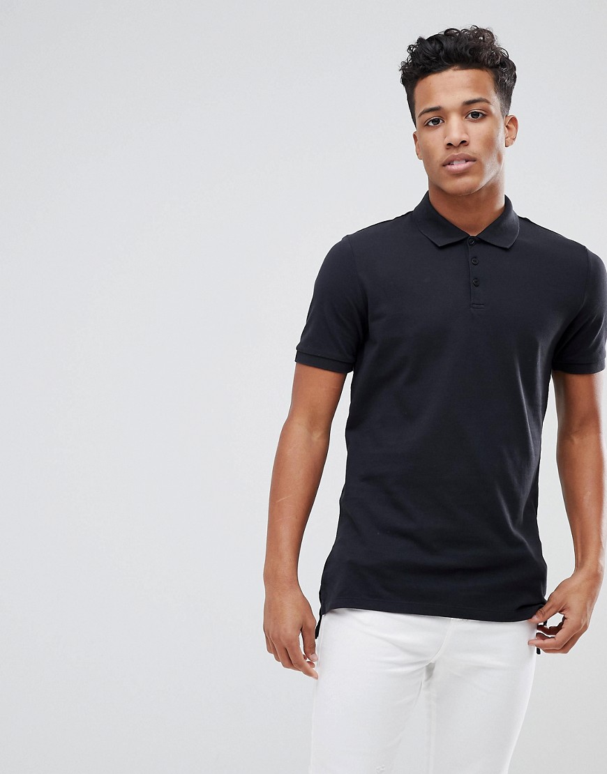 Calvin Klein Elongated Polo Shirt-Black