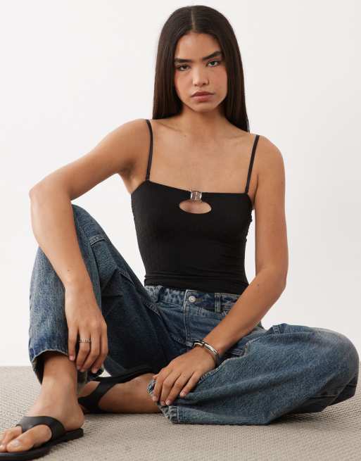 Calvin Klein emblem cutout bodysuit in black, 4 of 4