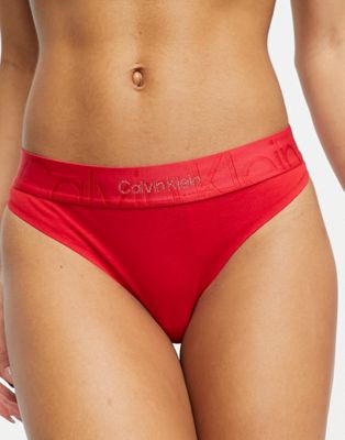 Calvin Klein Embossed Icon cotton blend thong in red