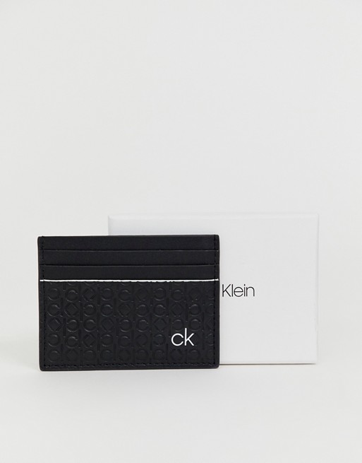 Calvin Klein embossed logo card holder in black | ASOS