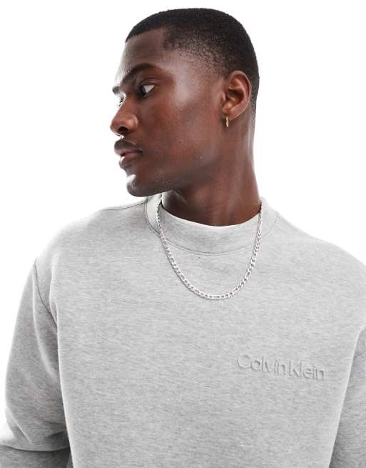 Calvin Klein embossed logo sweatshirt in grey ASOS