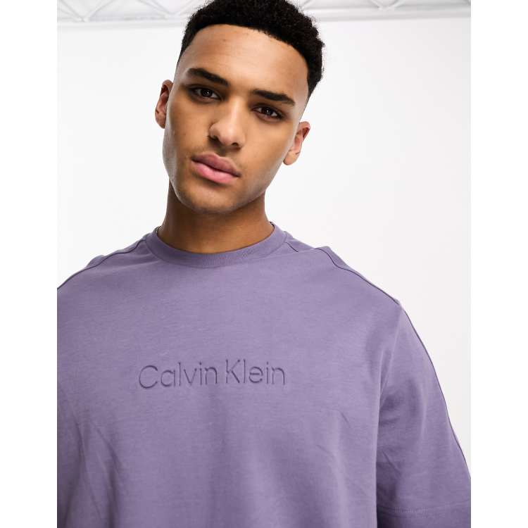 Calvin Klein Liquid Touch Slim Fit V-neck Logo T-shirt in Purple for Men