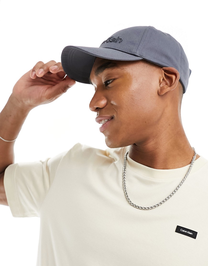 Calvin Klein Embroidered Baseball Cap In Charcoal-gray