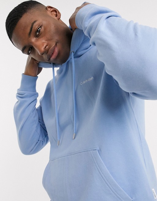 Calvin Klein embroidered logo hoodie in blue