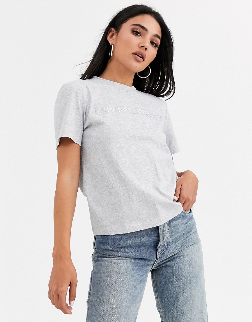 Calvin Klein embroidered logo t-shirt-Grey