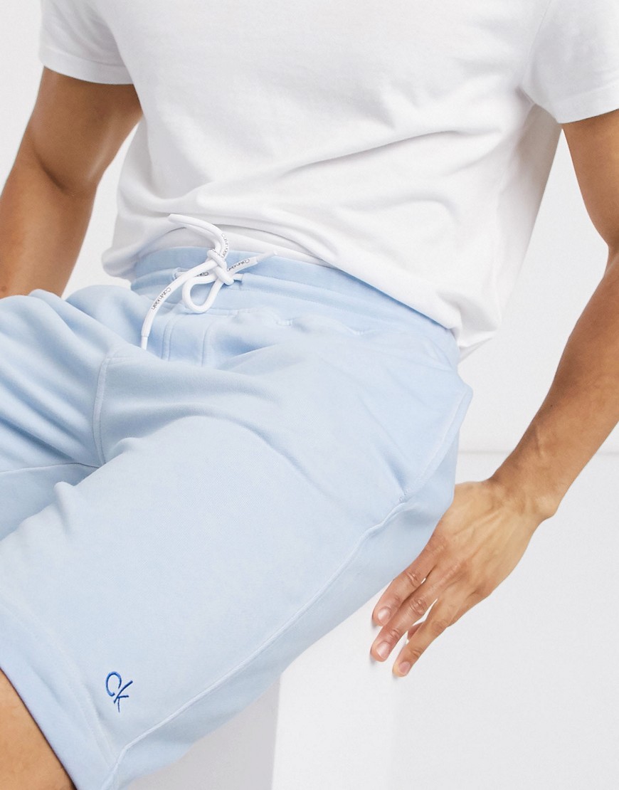 Calvin Klein embroidered sweat shorts in blue