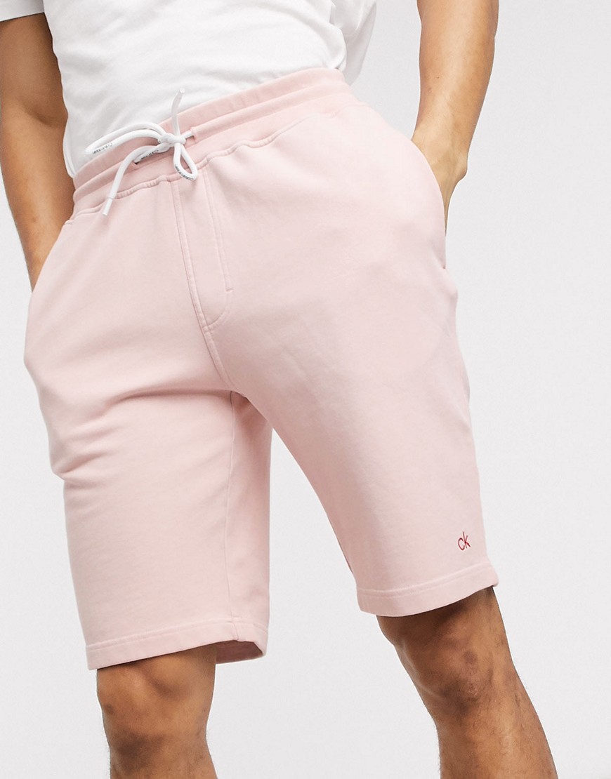 Calvin Klein embroidered sweat shorts in pink