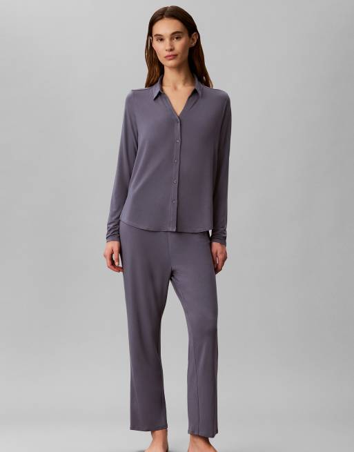Calvin Klein ensemble chemise et pantalon - modal ultra doux en grisaille, 2 de 5