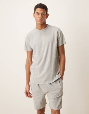 Calvin Klein - Ensemble de pyjama en jersey avec t-shirt et short - Gris