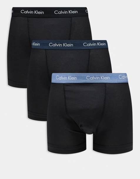 Calvin Klein - Esclusiva ASOS - Confezione da 3 boxer neri con fascia in vita blu - view 1