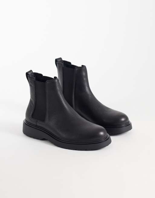 Calvin Klein essential leather combat chelsea boots in black, 4 of 4