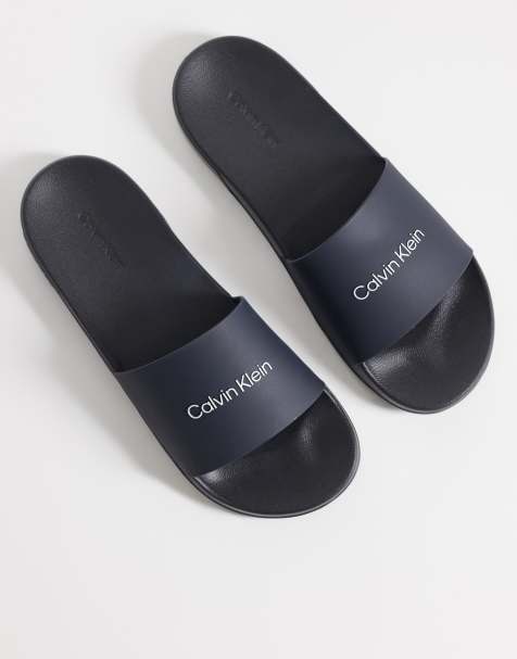 Calvin Klein - Essential - Marineblå sliders med monogramlogo - view 1