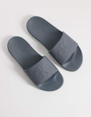 Calvin Klein essential monogram slides in gray turbulence 9090₽
