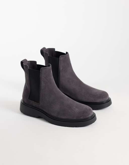 Calvin Klein essential suede combat chelsea boots in purple grey, 4 of 4