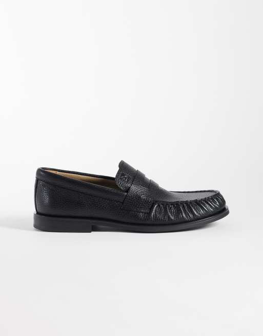 Calvin Klein essentiel læderloafer med kornet tekstur i sort, 2 af 4