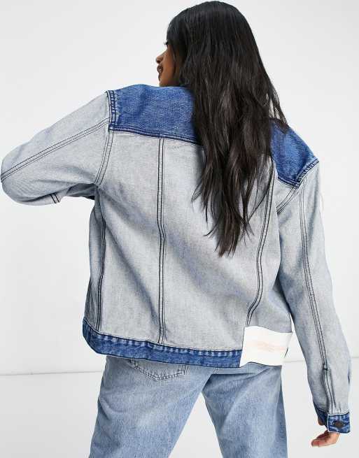 Calvin Klein EST 1978 inside out denim trucker jacket in light blue | ASOS