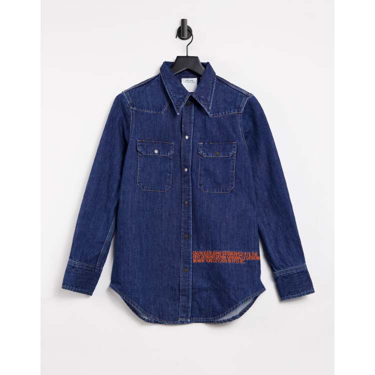 Calvin Klein EST 1978 western shirt in dark blue