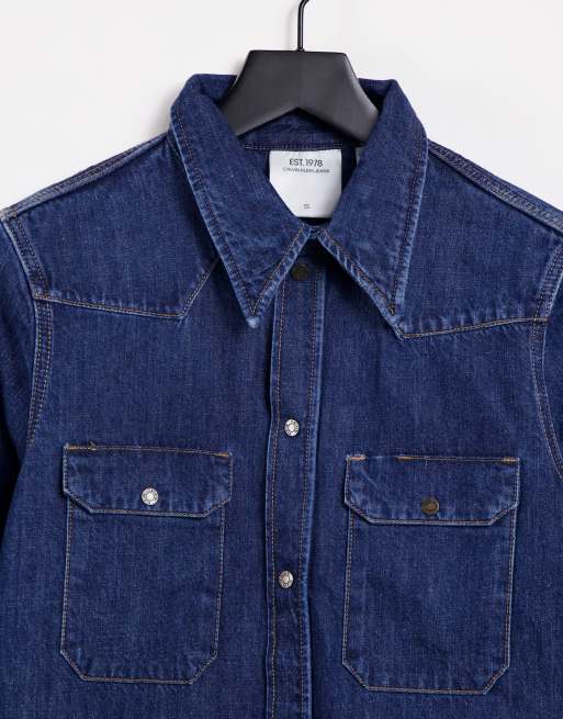 Dark blue hot sale western shirt