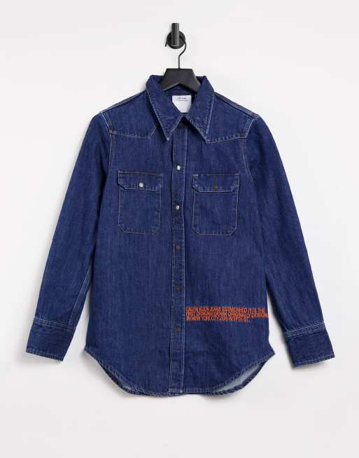 Calvin Klein - EST 1978 - Westernoverhemd in donkerblauw