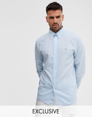 Calvin Klein - Exclusief bij Asos - Oxford overhemd met klein contrasterend logo in lichtblauw