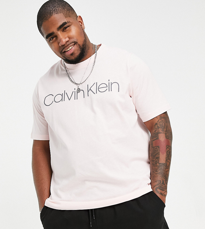 Calvin Klein Exclusive to Asos Big & Tall large front logo t-shirt in pink