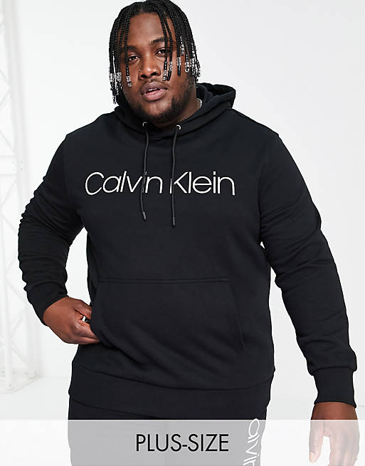 Calvin Klein Exclusive to Asos Big & Tall large logo hoodie in black