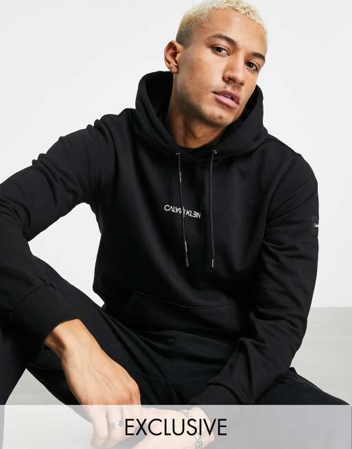 Calvin Klein Exclusive to ASOS center logo hoodie in black | ASOS