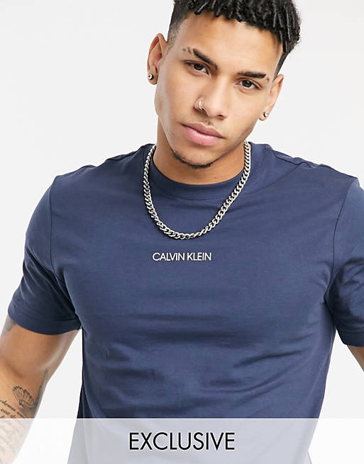Calvin Klein Exclusive to ASOS centered front and vertical back logo T ...