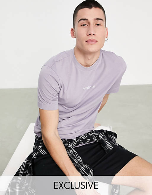 Calvin Klein exclusive to ASOS centre logo t-shirt in lilac
