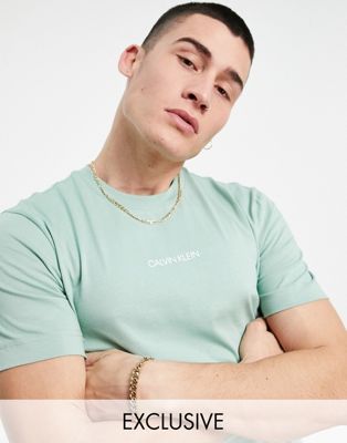 Calvin Klein exclusive to ASOS centre logo t-shirt in teal