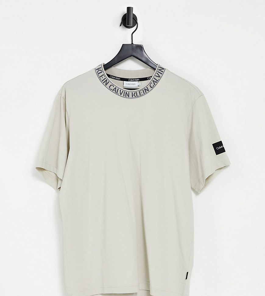 Calvin Klein exclusive to Asos neck logo relaxed fit t-shirt in stone