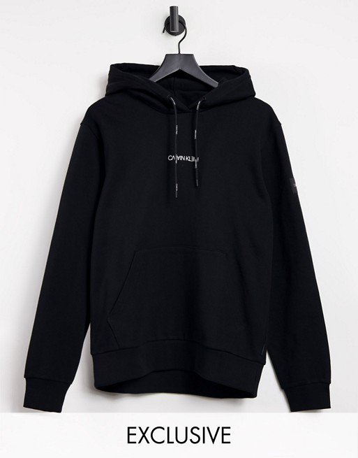 Calvin Klein exclusive to Asos reversed center logo hoodie in ck black