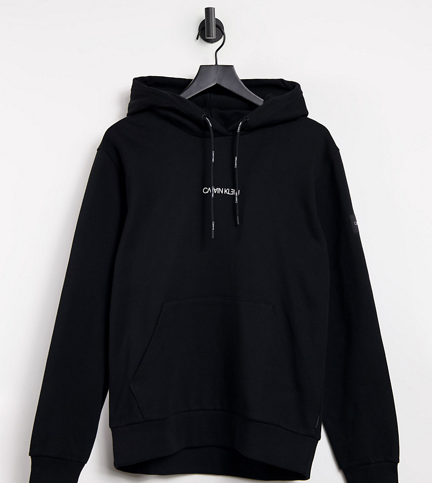 Calvin Klein exclusive to ASOS reversed center logo hoodie in ck black