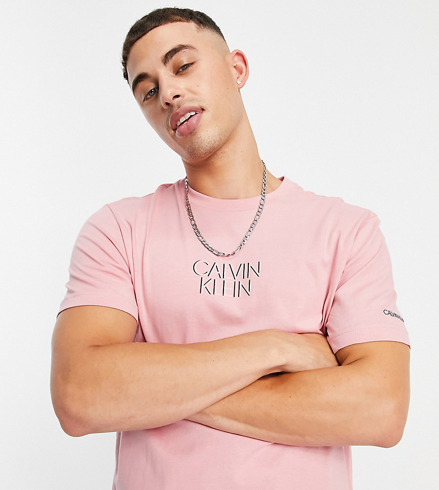 Calvin Klein Exclusive to Asos shadow centre logo t-shirt in blush pink