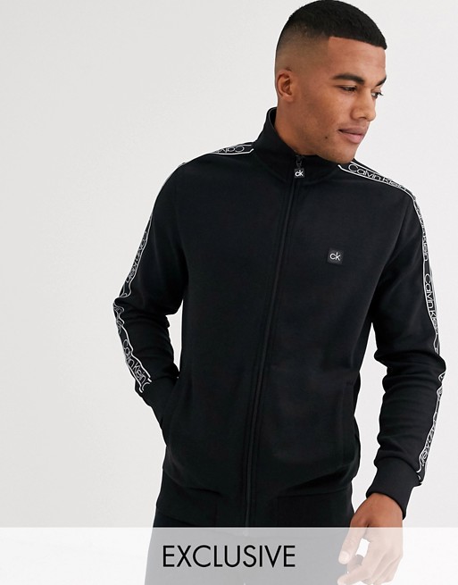 Calvin Klein Exclusive to ASOS small logo zip through sweat in black