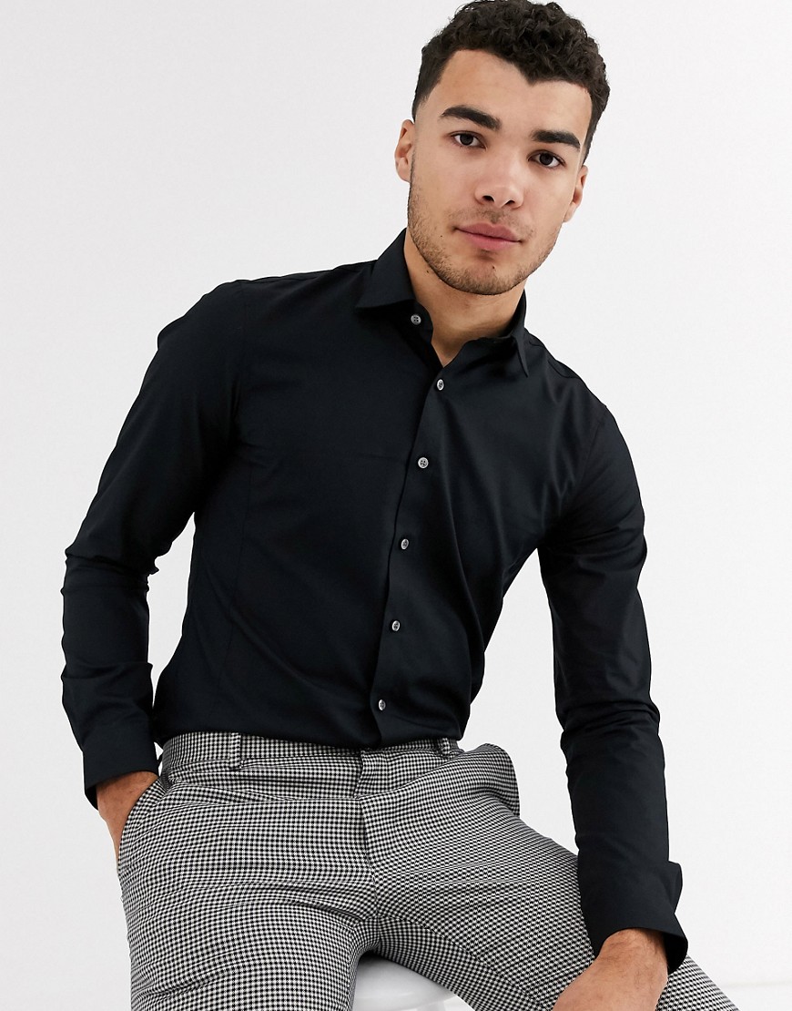 Calvin Klein - Extra smal overhemd van poplin-Zwart