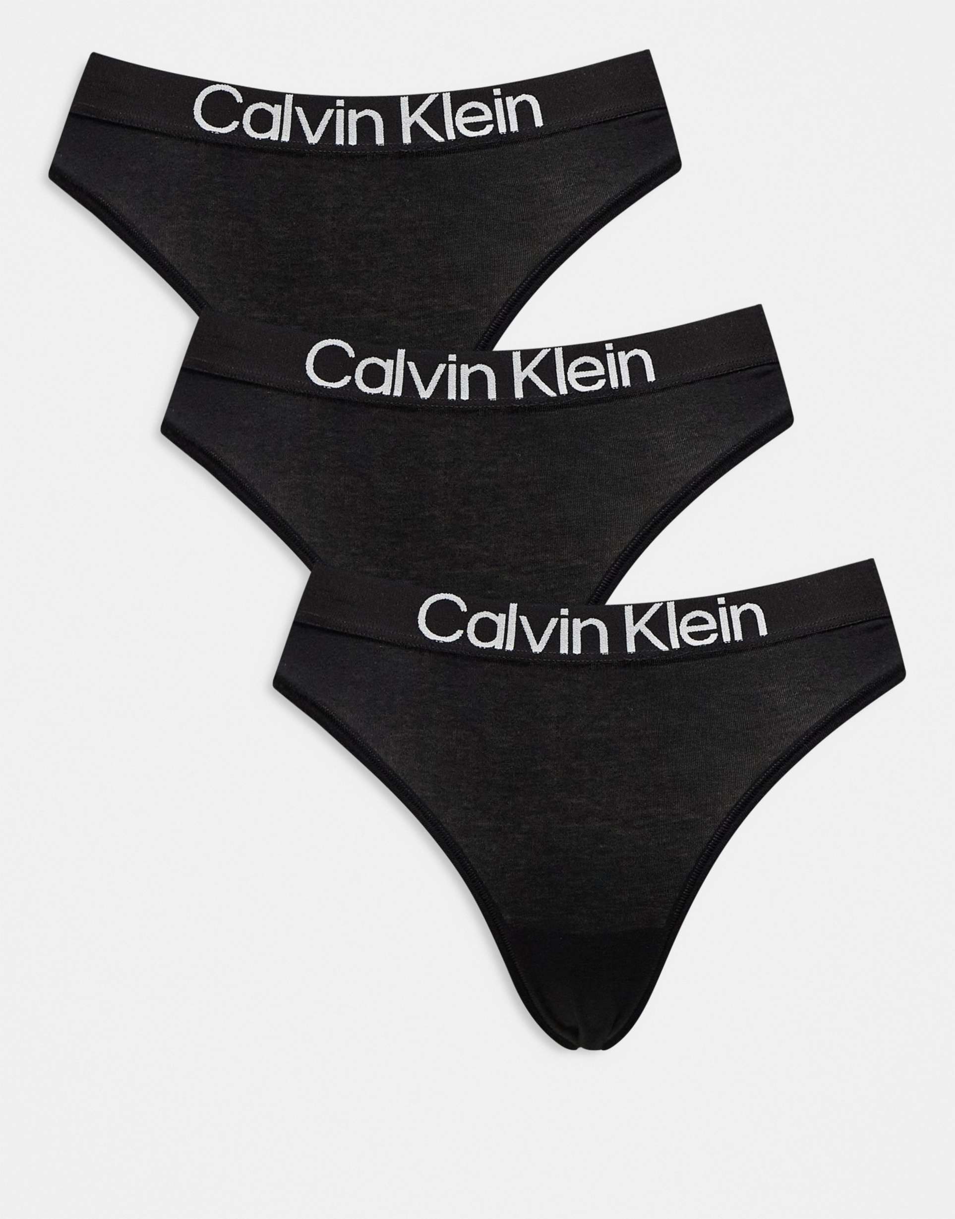 calvin klein extra soft cotton 3 pack thongs in black
