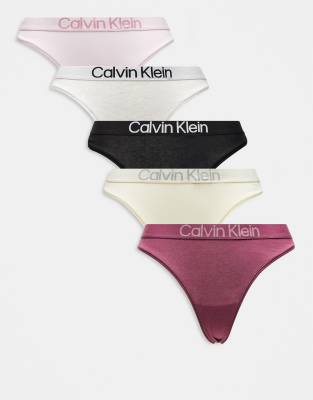 Calvin Klein - Extra Soft Cotton 5 er-Pack Tangas in Schwarz/Rosa/Gelb-Bunt