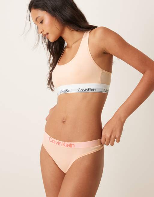 Calvin Klein Extra Soft Cotton lingerie thong in peach, 4 of 4