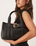 [Calvin Klein] Calvin Klein faux leather buckle mini tote bag in black No Size Black